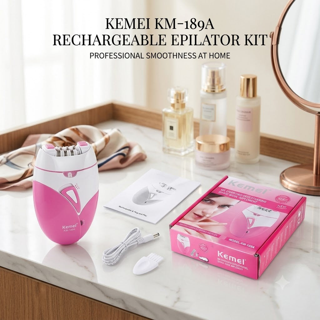 Kemei KM-189A Rechargeable Epilator | Root Hair Remover for Smooth Skin