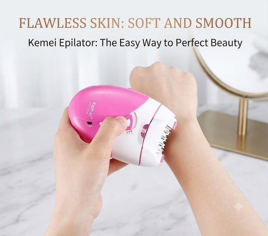 Kemei KM-189A Rechargeable Epilator | Root Hair Remover for Smooth Skin