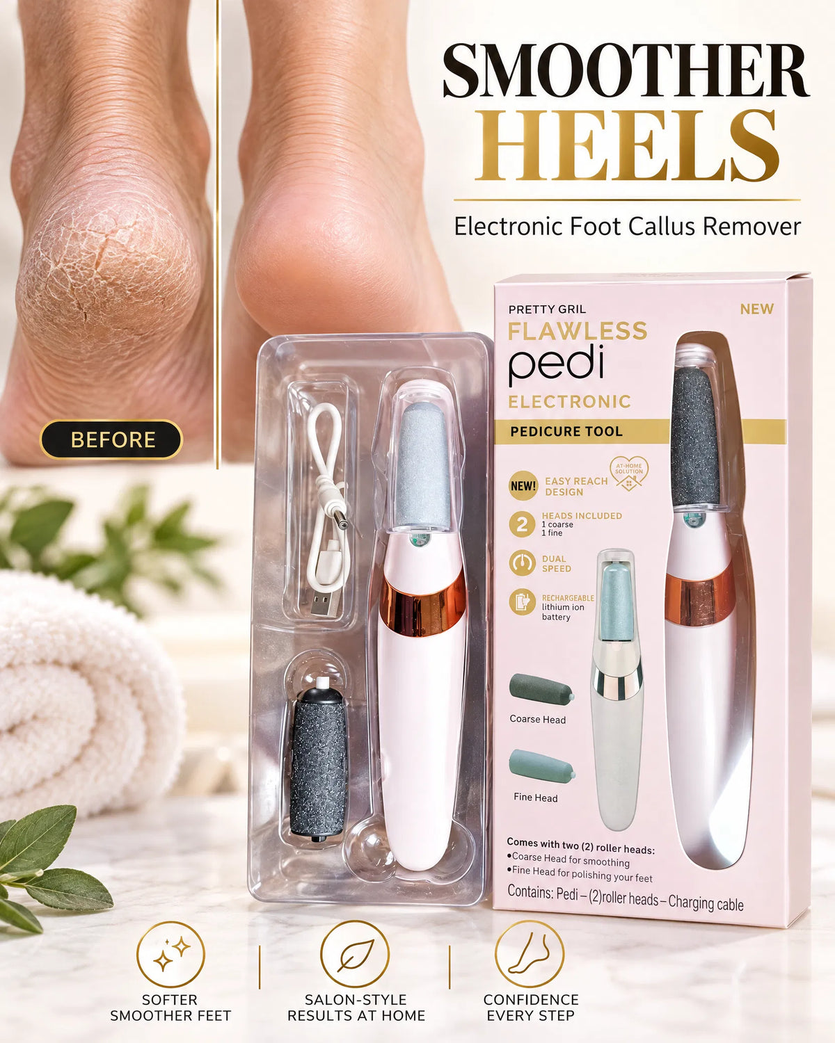 Rechargeable Electric Callus Remover – Say Goodbye to Dead Skin & Cracked Heels for Soft, Smooth Feet