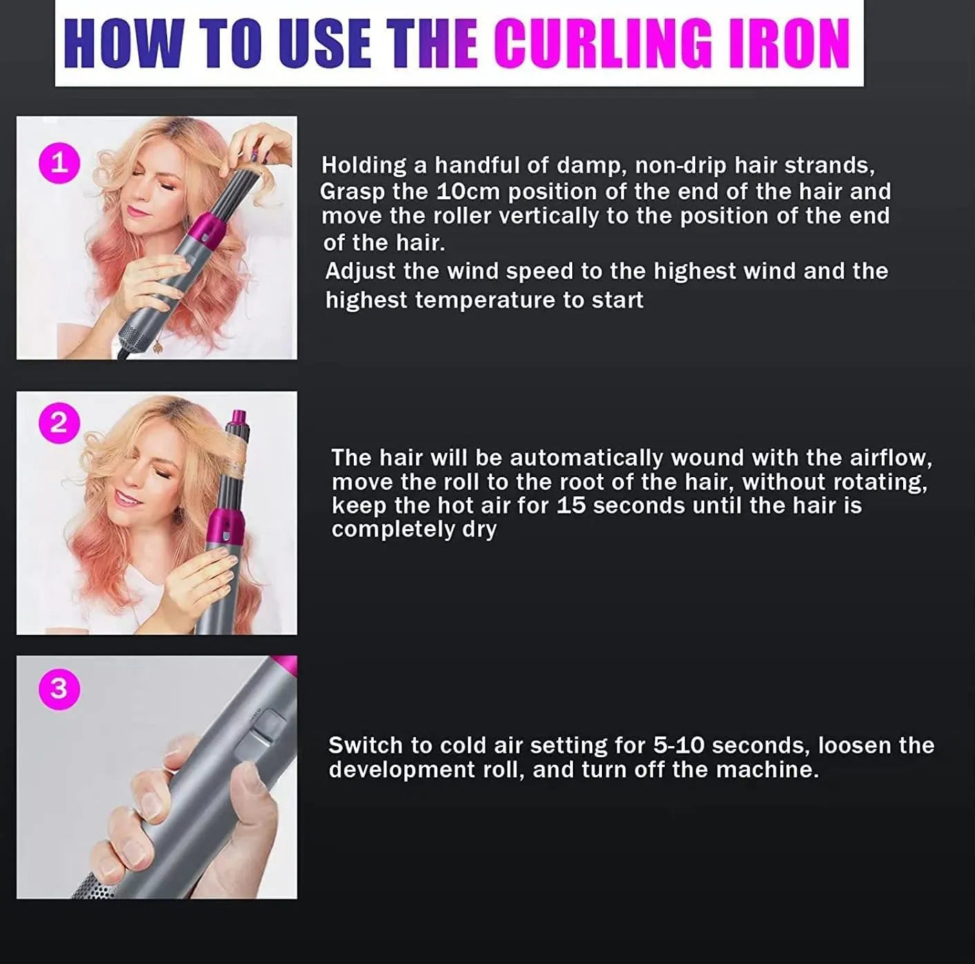 5 in 1 Hair Styler multi-function Professional Styling Tool hair dryer, hair curler, hot air comb, hair straightener