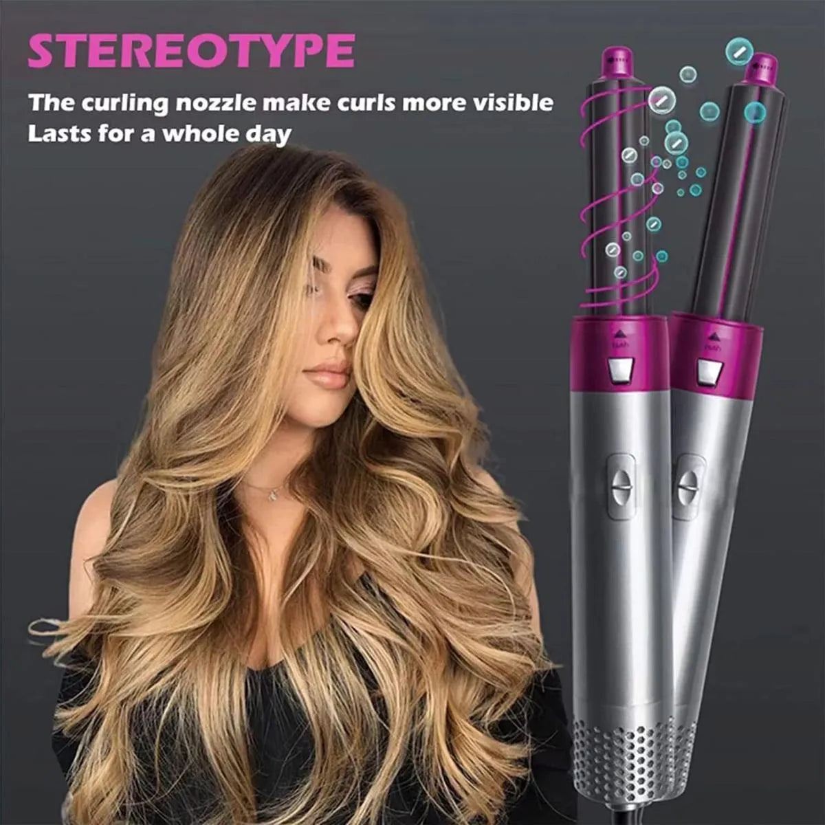 5 in 1 Hair Styler multi-function Professional Styling Tool hair dryer, hair curler, hot air comb, hair straightener