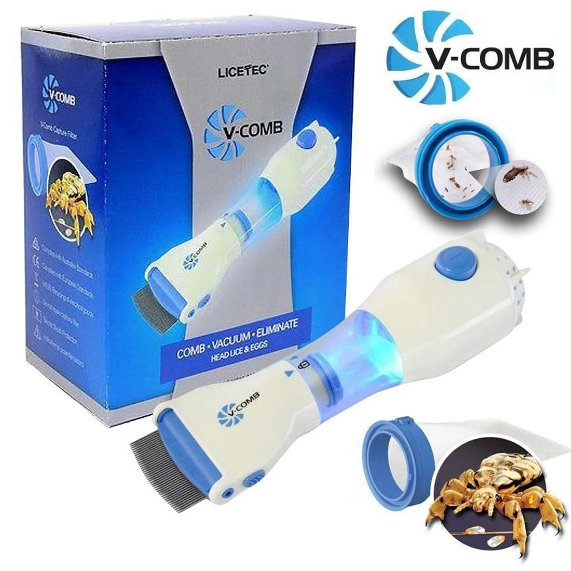 V Comb Head Lice Machine With Filter, Head Lice Treatment Machine Elec ...