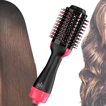 Hot Air Brush 3 in 1. Hair Straightener, Hair Dryer and Volumizer with Comb. Curler Hair Styling Tool Negative Ion Ceramic Electric Blow Spin Dryer Rotating Brush