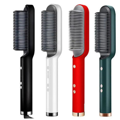 Hair Straightener Brush Curling Comb 2 In 1 Hair Hot Comb Anti-Scald Hair Straightener Brush For Girls Electric Heated Hair Styler Tool, Travel, Professional Salon at Home