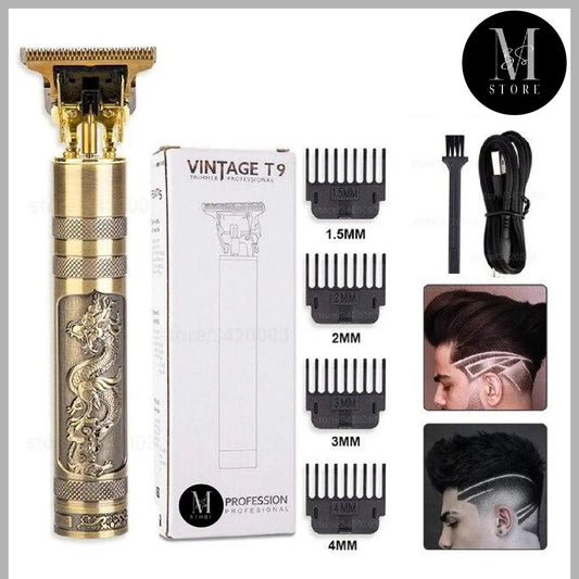 PROFESSIONAL VINTAGE t9 DRAGON STYLE TRIMMER FOR MEN, Usb Rechargeable Outline Edger Beard Trimmer, GROOMING KIT FOR MEN