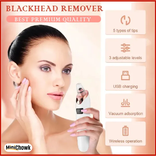 5 in 1 Blackhead remover machine, derma suction, pimple acne remover, blackhead vacuum machine, dust remover, dirt remover, Pimple Popper Tool Pore Vacuum Black Head Remover, Whitehead Acne remover, deep face clean blackhead remover