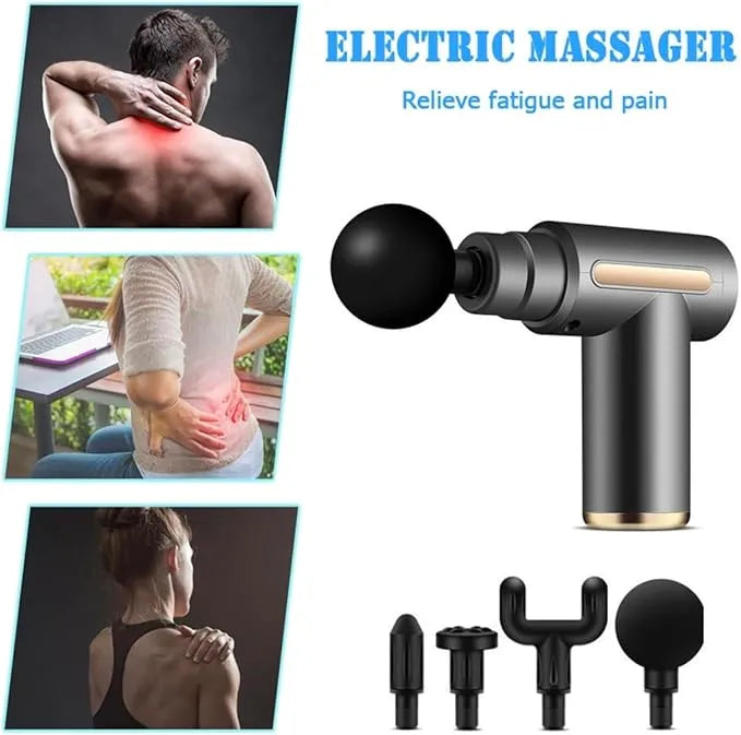 Premium 4-in-1 Deep Tissue Massage Gun - 6 Adjustable Speeds for Ultimate Pain Relief | Professional Body Massager for Neck, Back, Shoulder & Wrist Soreness Recovery