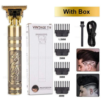 PROFESSIONAL VINTAGE t9 DRAGON STYLE TRIMMER FOR MEN, Usb Rechargeable Outline Edger Beard Trimmer, GROOMING KIT FOR MEN