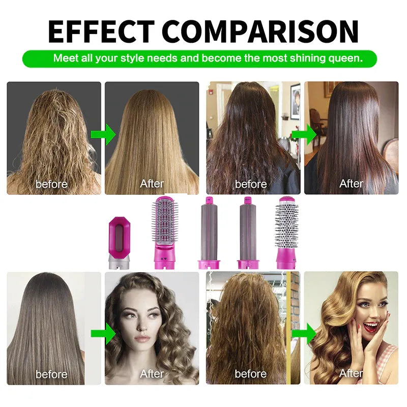 5 in 1 Hair Styler multi-function Professional Styling Tool hair dryer, hair curler, hot air comb, hair straightener