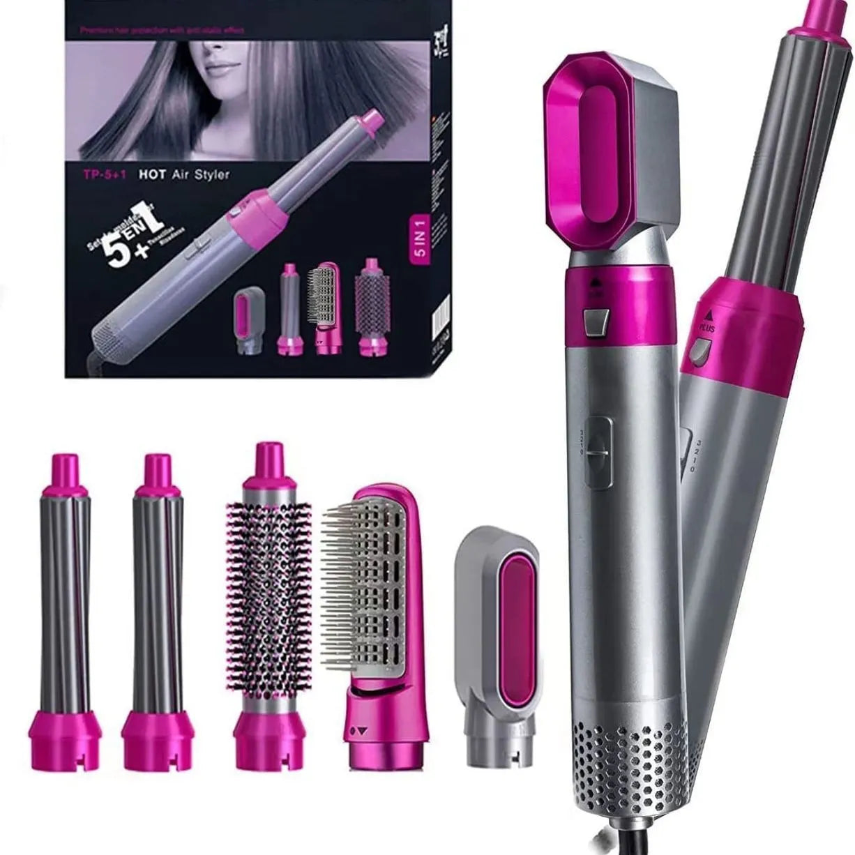 5 in 1 Hair Styler multi-function Professional Styling Tool hair dryer, hair curler, hot air comb, hair straightener