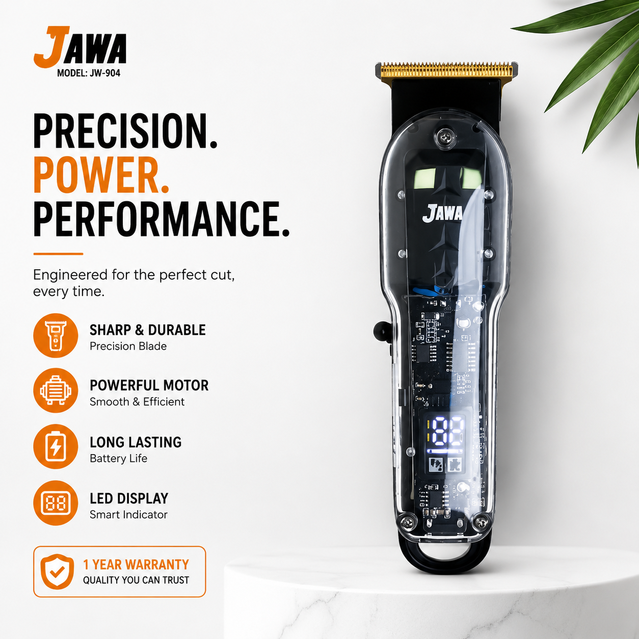 JAWA 814 Clear Body Trimmer: High-Precision Blades & Ultra-Power Motor