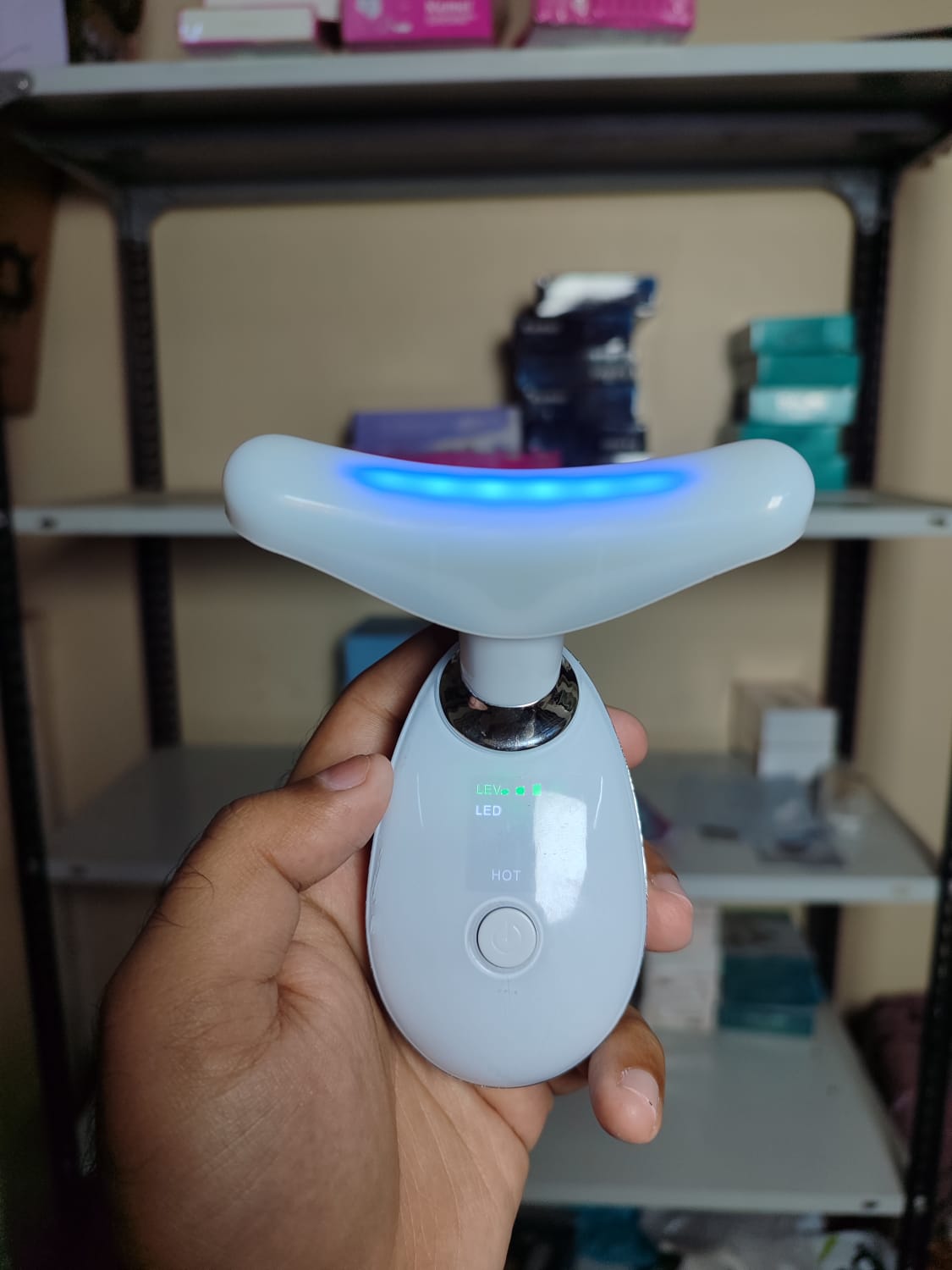 3-in-1 Rechargeable LED Face & Neck Massager | Wrinkle Removal, Double Chin & Puffiness Reducer