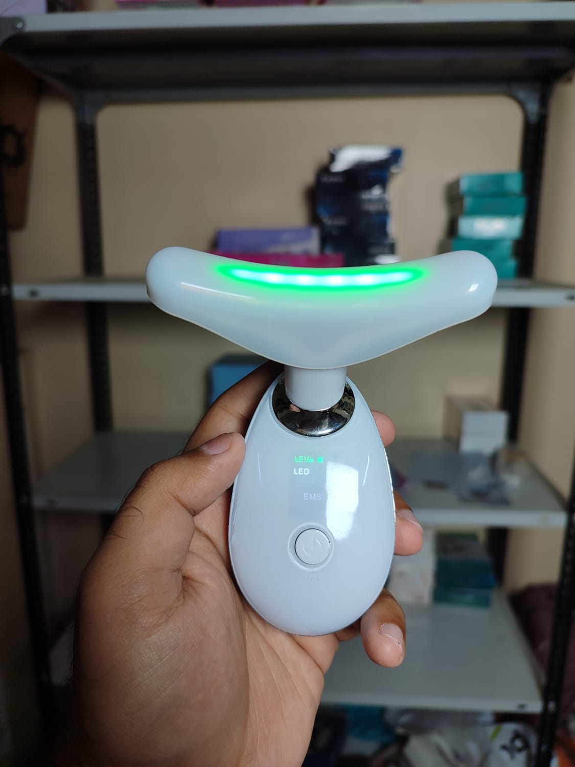 3-in-1 Rechargeable LED Face & Neck Massager | Wrinkle Removal, Double Chin & Puffiness Reducer