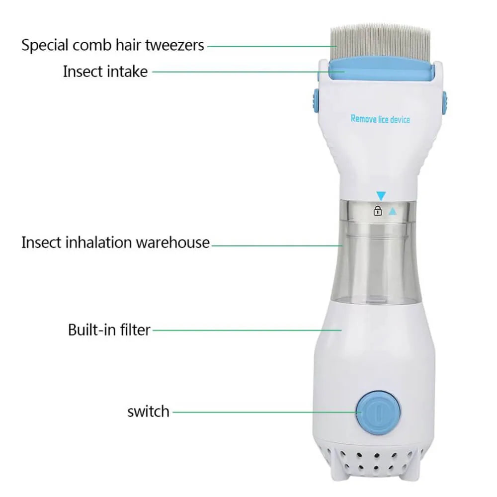V Comb Head Lice Machine With Filter, Head Lice Treatment Machine Electric V Comb Head Lice Removal Machine Anti Lice Machine