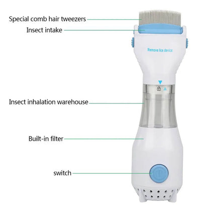 V Comb Head Lice Machine With Filter, Head Lice Treatment Machine Electric V Comb Head Lice Removal Machine Anti Lice Machine