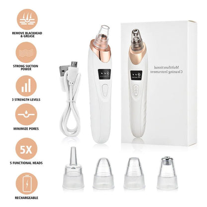 5 in 1 Blackhead remover machine, derma suction, pimple acne remover, blackhead vacuum machine, dust remover, dirt remover, Pimple Popper Tool Pore Vacuum Black Head Remover, Whitehead Acne remover, deep face clean blackhead remover