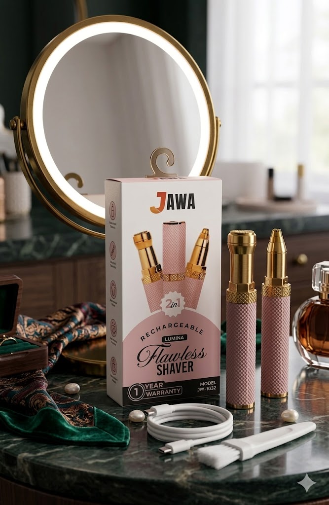 Jawa JW-1022 Flawless 2-in-1 Electric Rechargeable Hair Trimmer for Women - Painless Eyebrow Shaper & Facial Shaver
