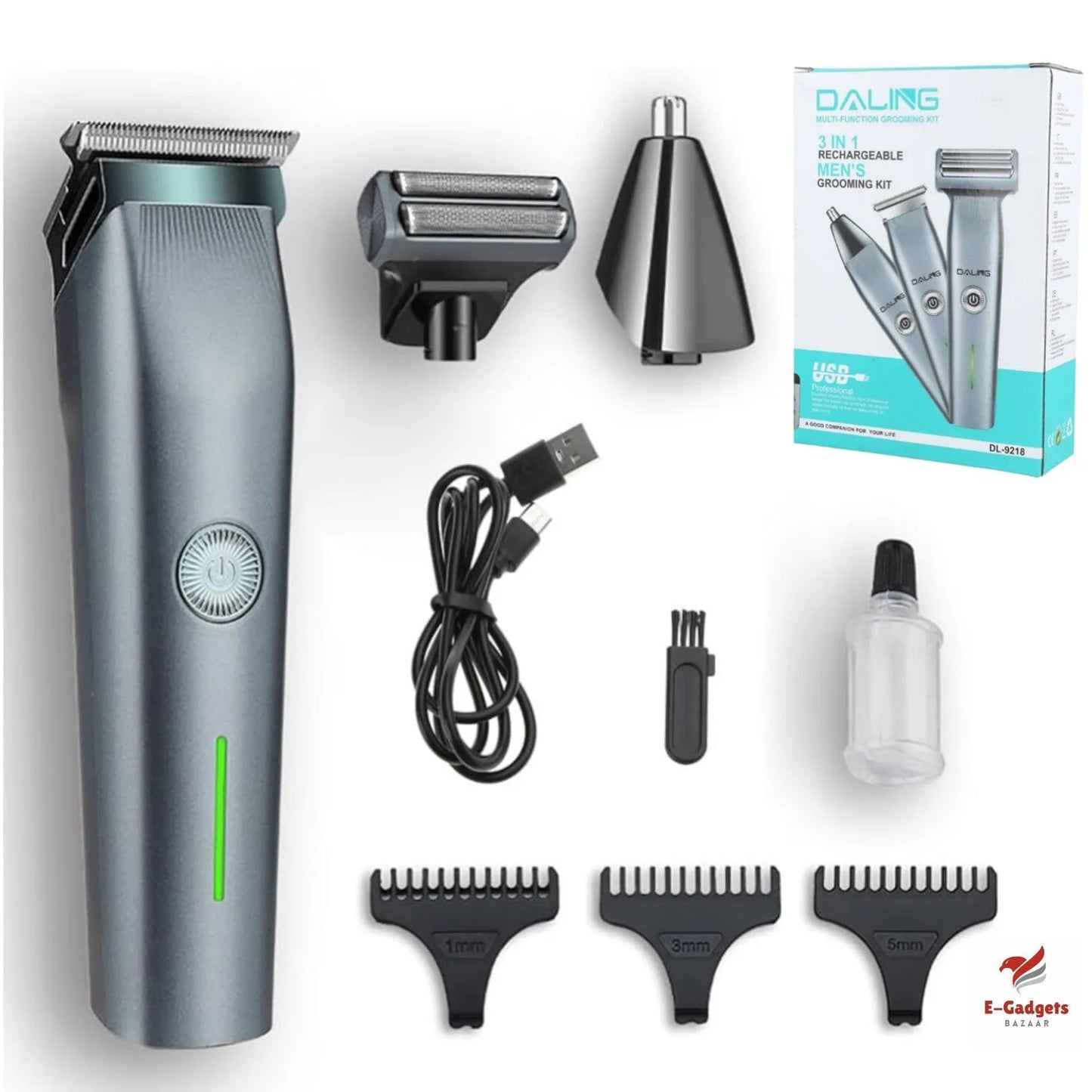 DL-9218 3 In 1 Rechargeable Hair Trimmer, Shaver, Nose Trimmer For Men. Hair Removal machine for men