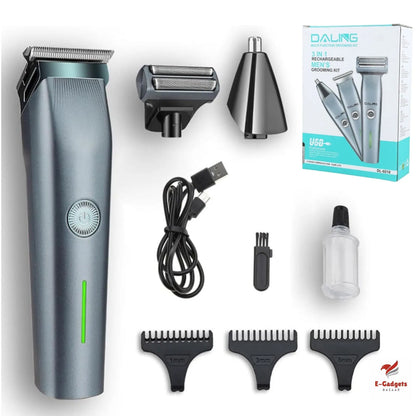 DL-9218 3 In 1 Rechargeable Hair Trimmer, Shaver, Nose Trimmer For Men. Hair Removal machine for men