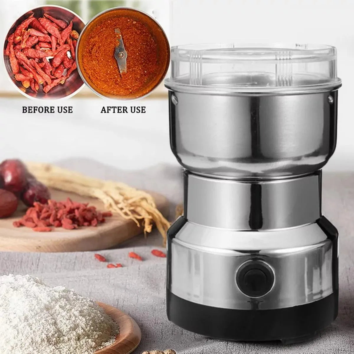 Electric Grinder High Quality Stainless Steel Spices Masala, Nuts, Beans Grinder Powerful Motor