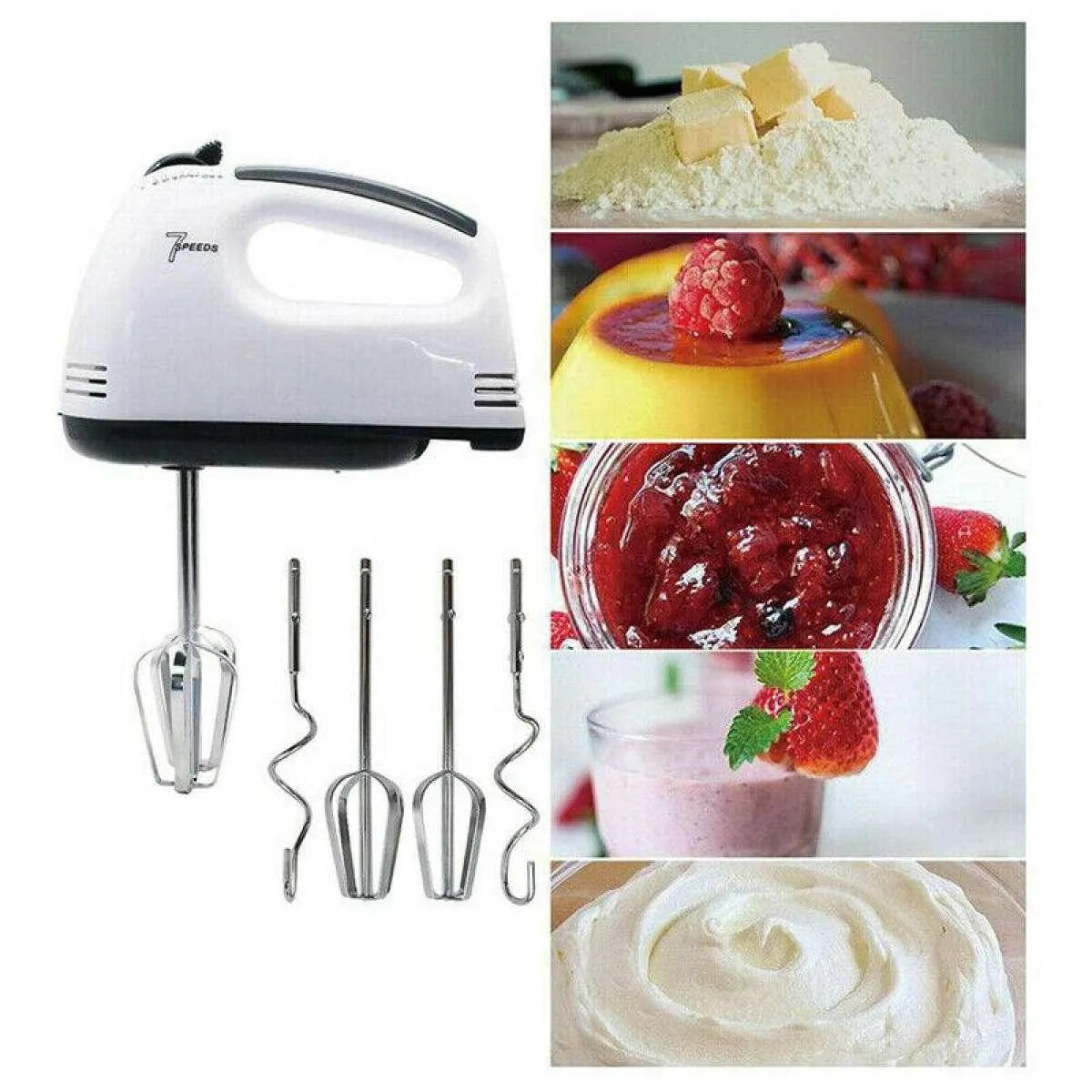Electric Hand Mixer | 7-Speed Egg Beater Machine Powerful Electric Mixer with Stainless Steel Beaters The Ultimate Electric Hand Mixer For Kitchen